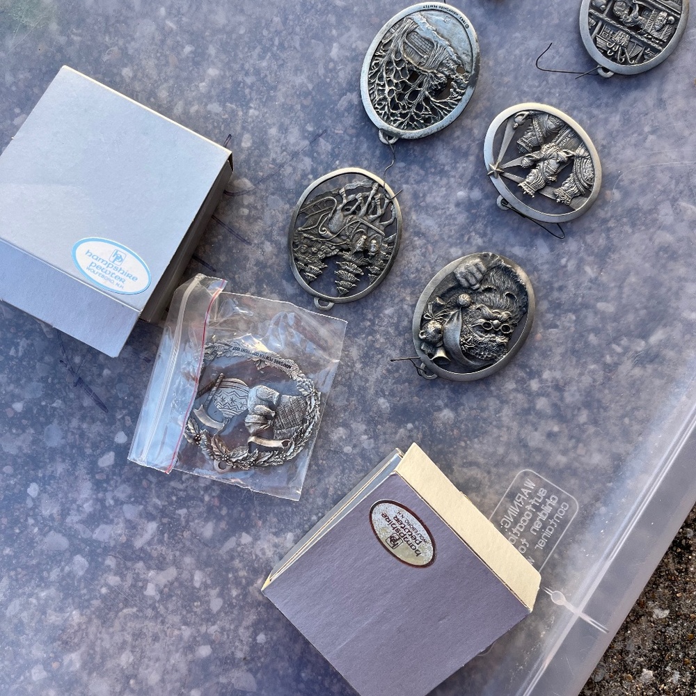 Hampshire pewter Christmas ornaments